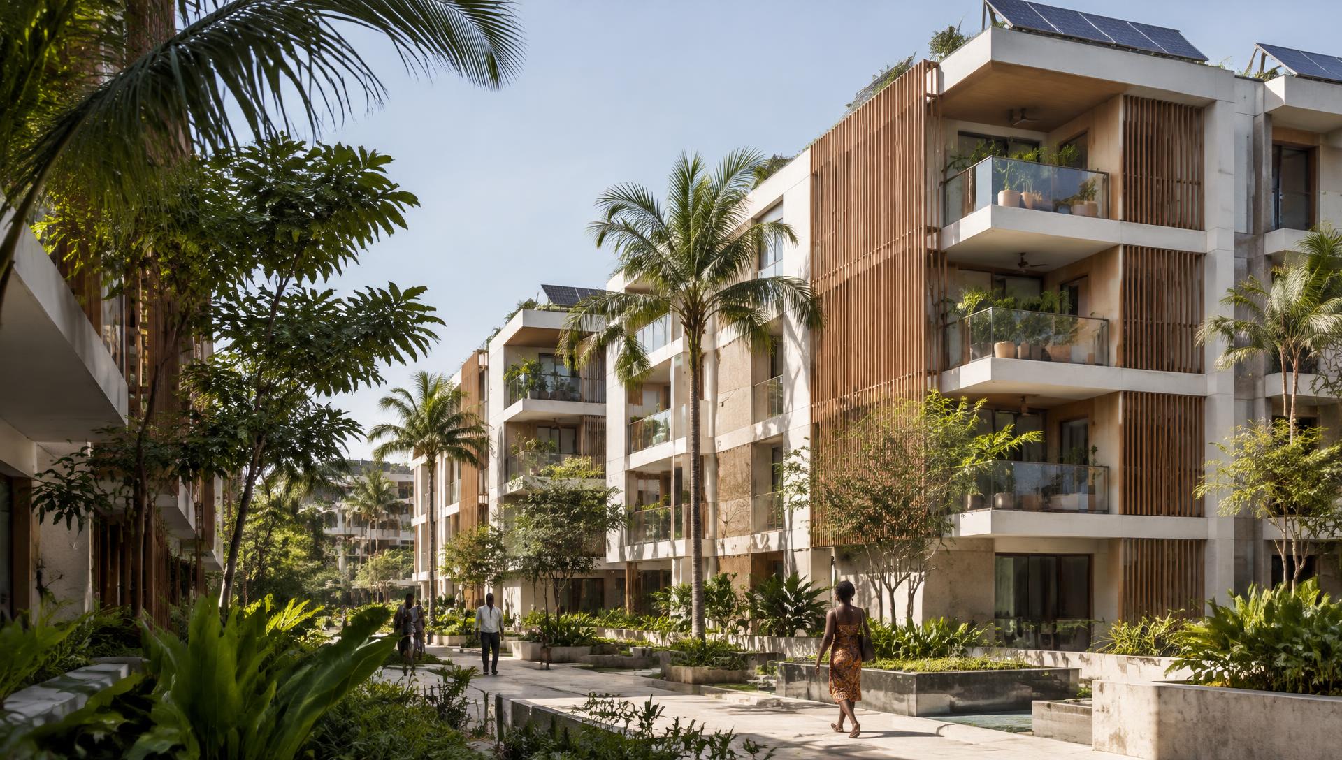 Illustrative concept of contemporary climate-conscious housing in Accra